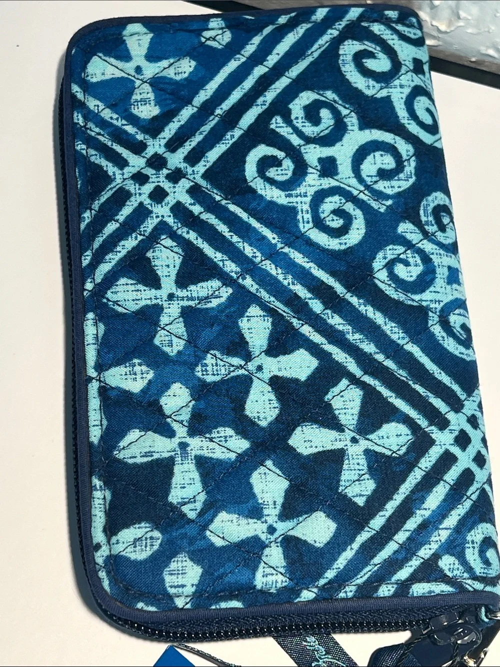 Vera Bradley Teal and Navy Patterned Zip Wallet